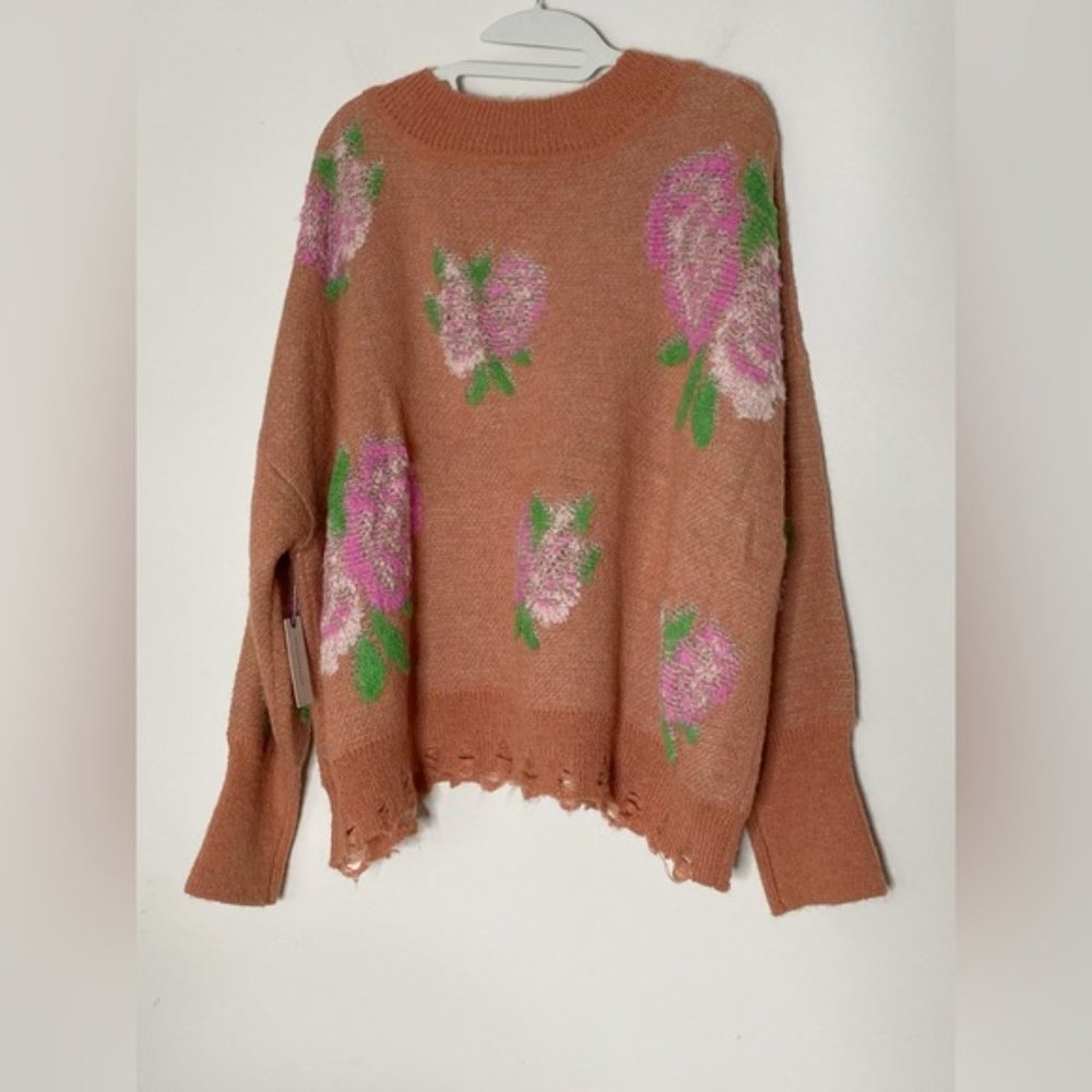 By Anthropologie Drop Shoulder V-Neck Sweater new with tag size small - Picture 4 of 9